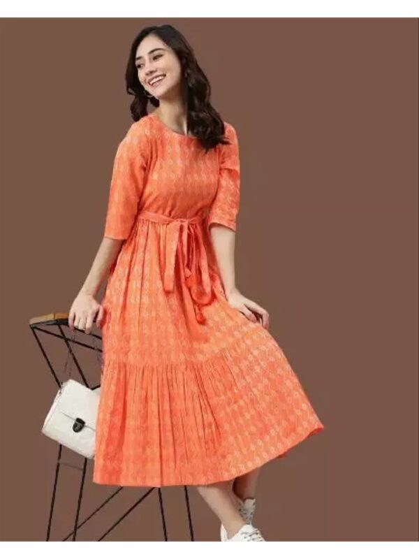 Ethnic Printed Tiered Kurti Dress for Women