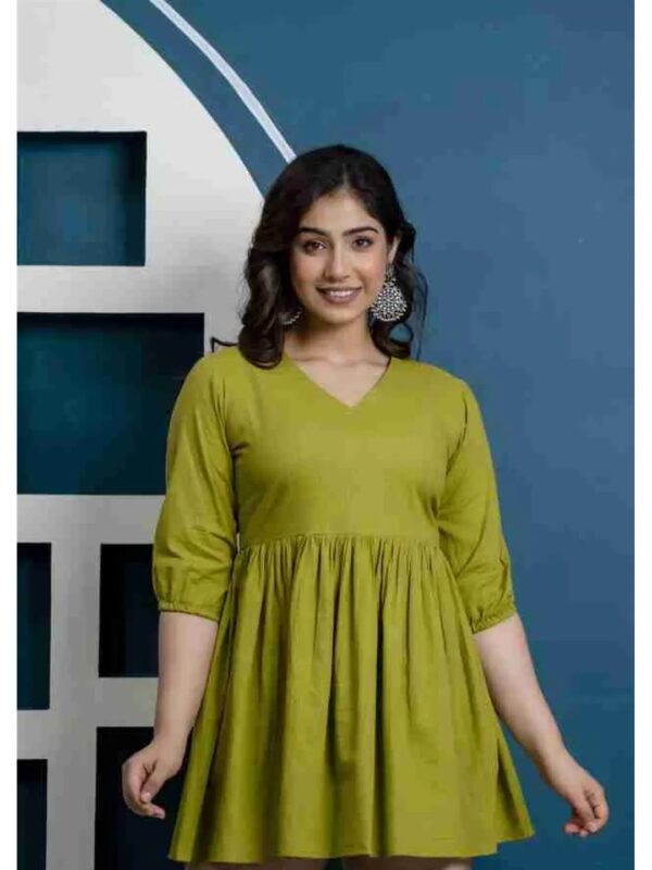 Olive Green Peplum Tunic Kurti for Women