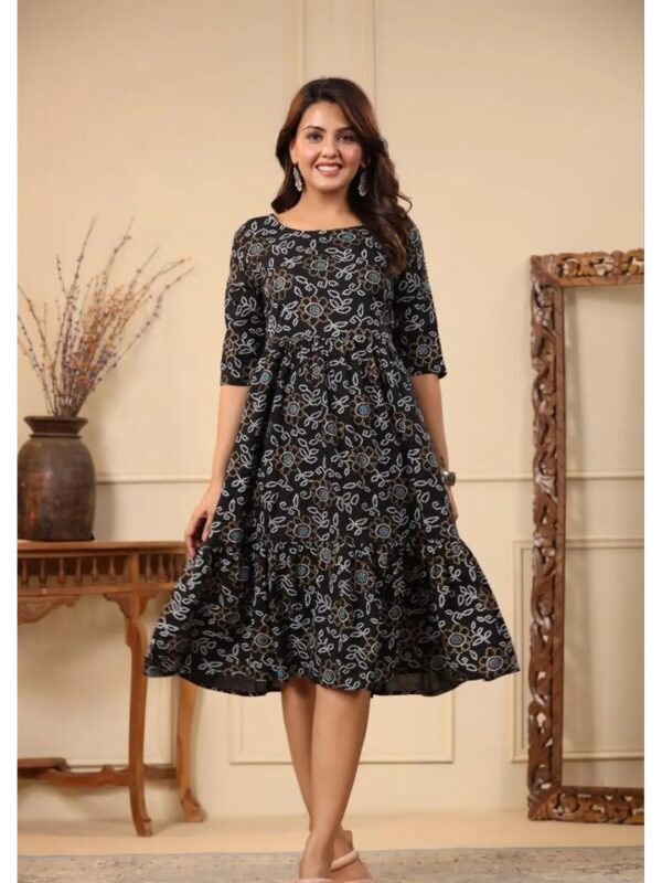 Ethnic Motifs Printed Tiered Midi Dress for Women