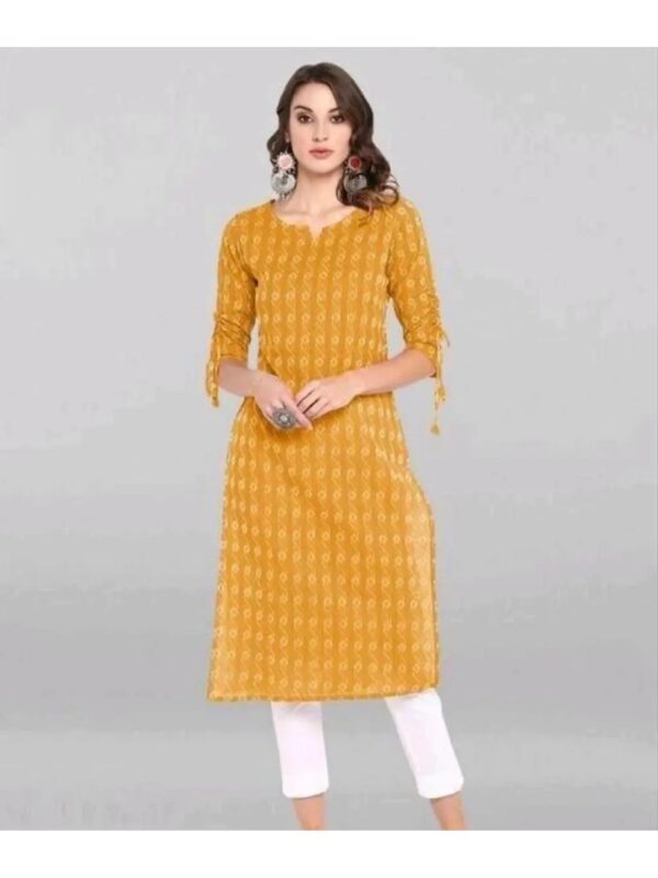 Floral Printed Round Neck Straight Kurti for Women