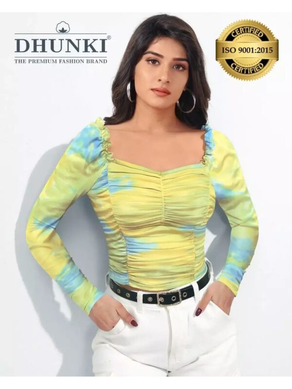 Dhunki Smocked Tie-Dye Crop Top for Women