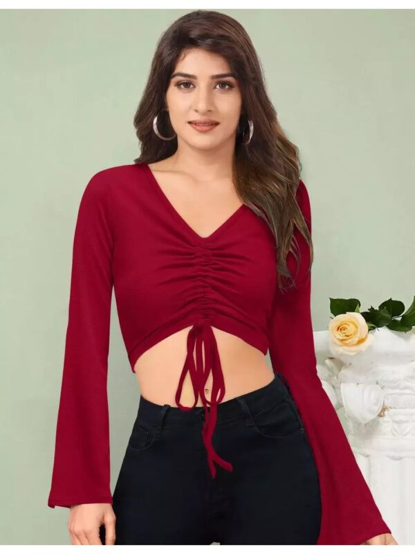 Dhunki Solid Cinched Tie-Up Crop Top for Women