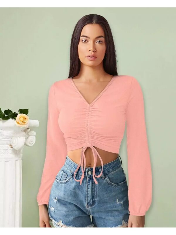 Dhunki Light Pink Cinched Tie-Up Crop Top for Women