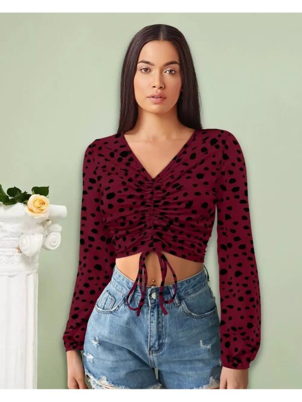 Dhunki Maroon Cinched Tie-Up Crop Top for Women