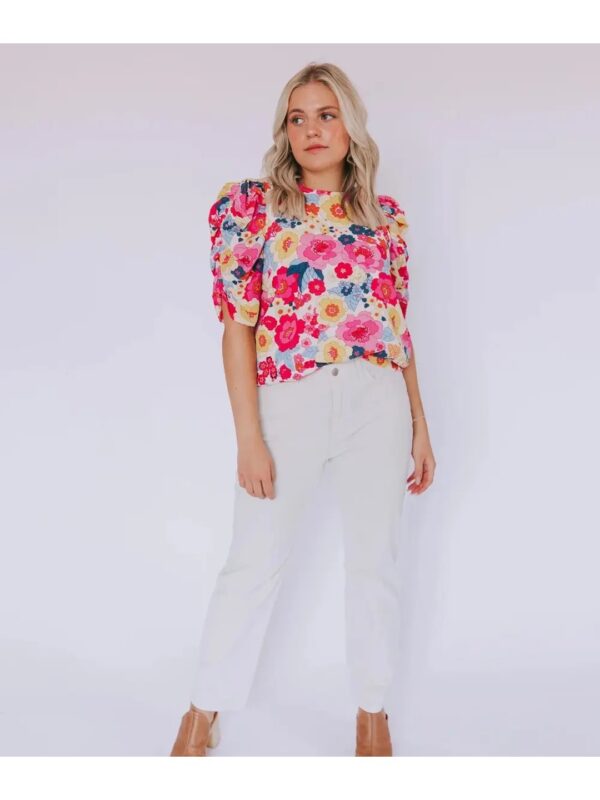Selvia Floral Puff Sleeve Balloon Top for Women