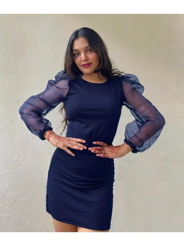 Selvia Navy Blue Mini Bodycon Dress for Women