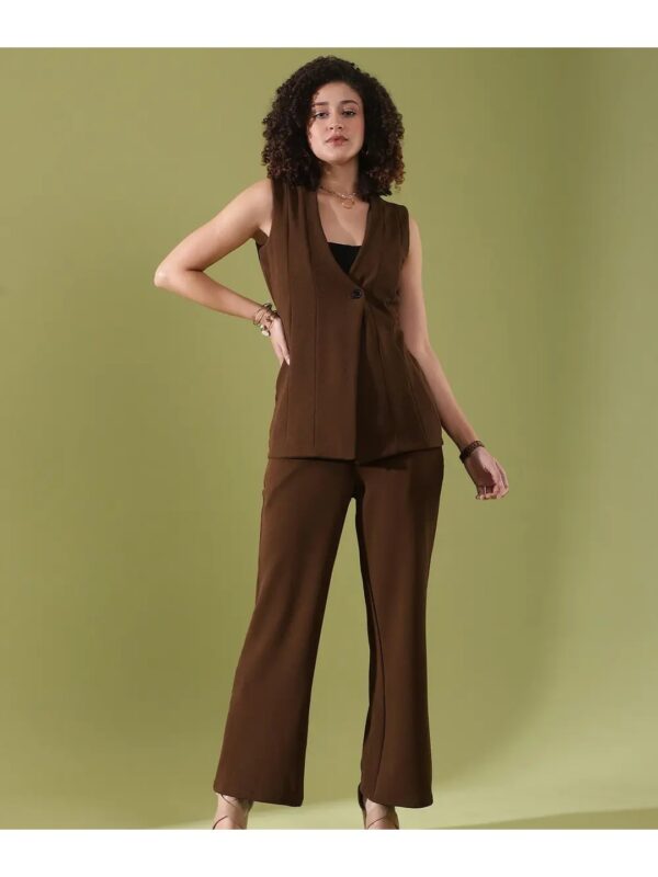 Selvia Solid Sleeveless Blazer Co-ord Set for Women