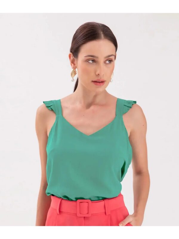 Selvia Sea Green Sleeveless Top for Women