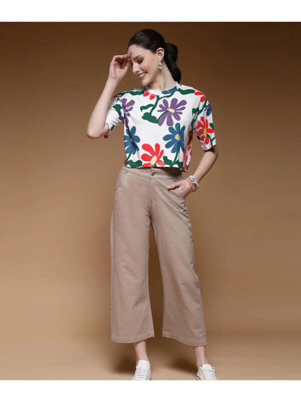Selvia Floral Multicolour Boxy T-shirt for Women