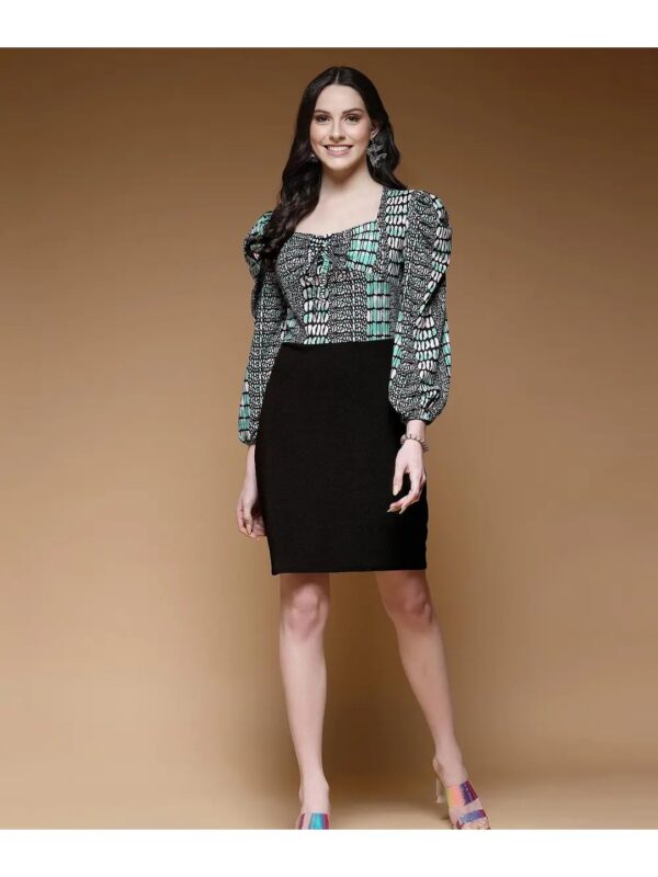 Selvia Abstract Printed Puff Sleeve Top for Women
