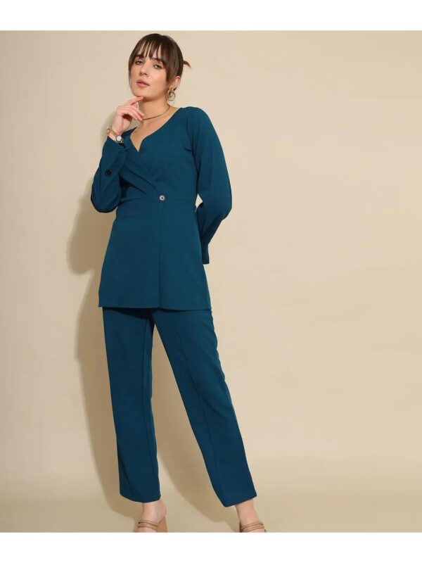 Selvia Teal Blazer Co-ord Set for Women