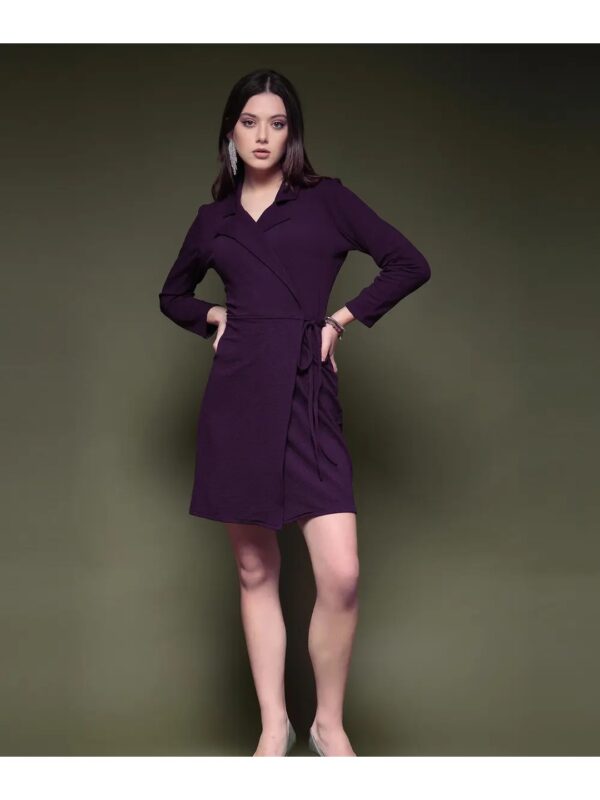 Selvia Purple Wrap Blazer Dress for Women