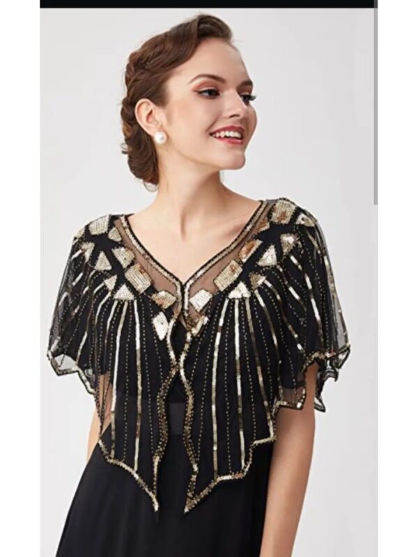 Gold Embellished Cropped Cape for Women
