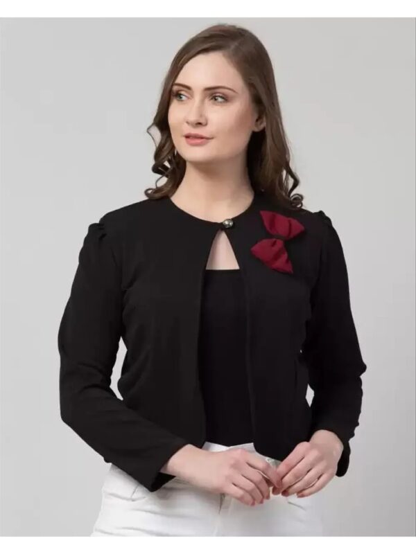 Solid Polyester Cropped Shrug for Women