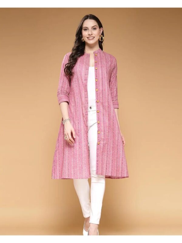Pink Striped A-line Tunic Shrug for Women
