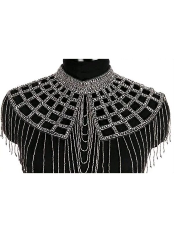 Silver Embellished Cutwork Cape for Women