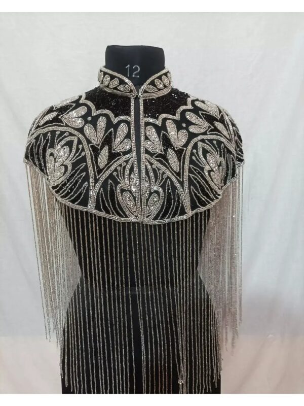 Silver Embellished High Neck Cape for Women