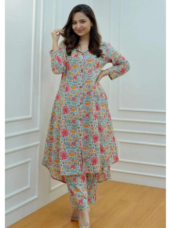 Ethnic Printed Multicolour Anarkali Kurta Set for Women