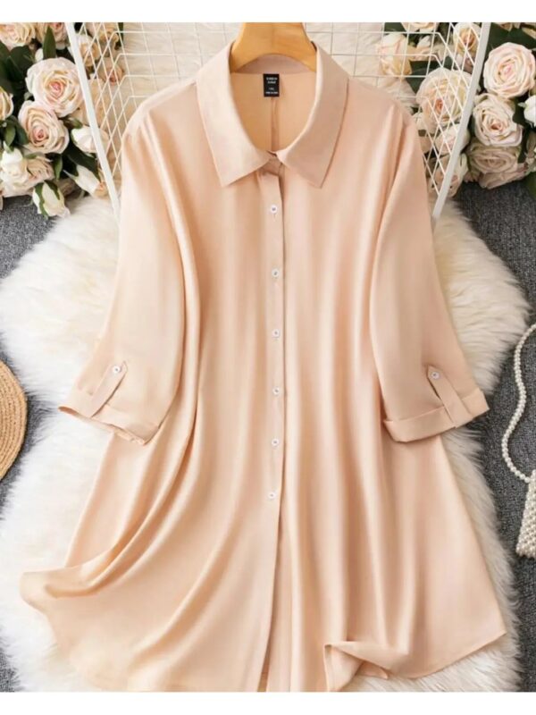 Solid Rayon Mini Shirt Dress for Women