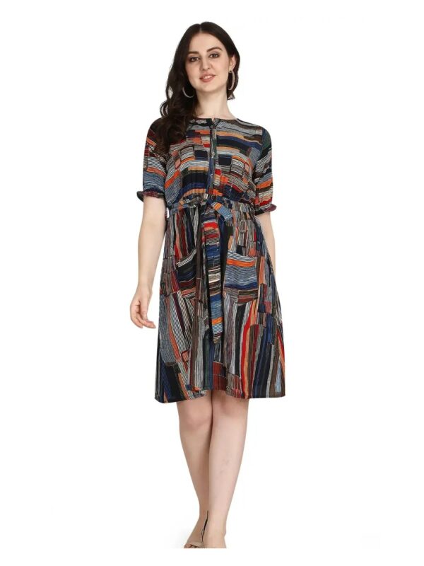 Multicolour Ruched Tie-Up Mini Dress for Women