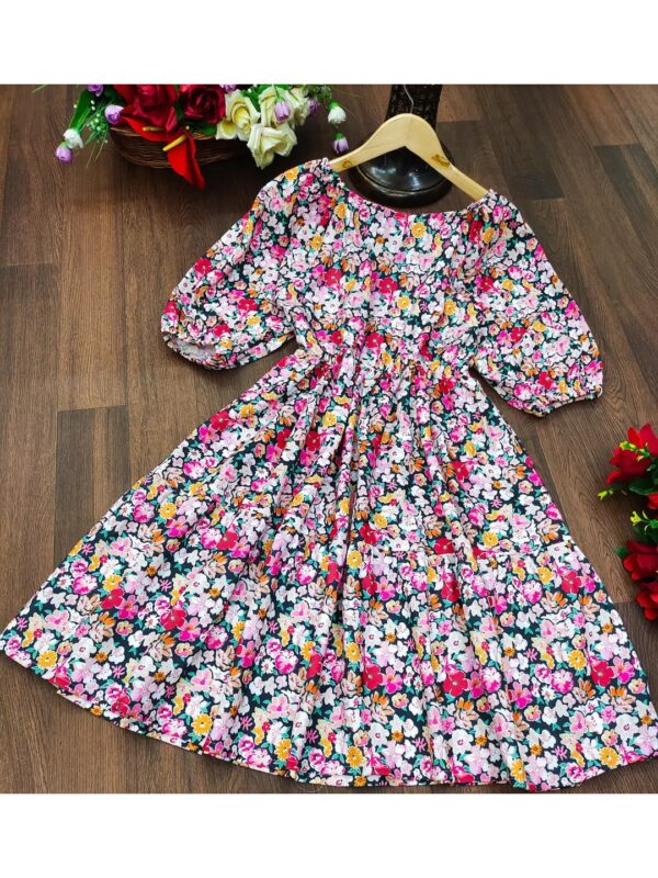 Multicolour Floral Midi A-line Dress for Women