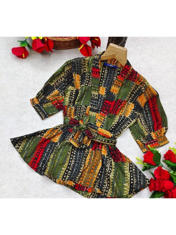 Green Ethnic Printed Peplum Top for Women
