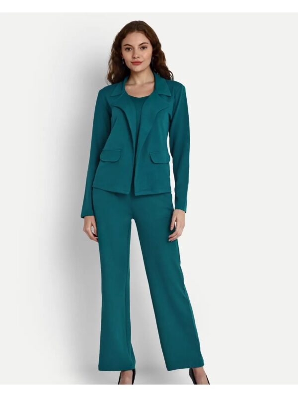 Solid Teal Blazer Formal Co-ord Set for Women