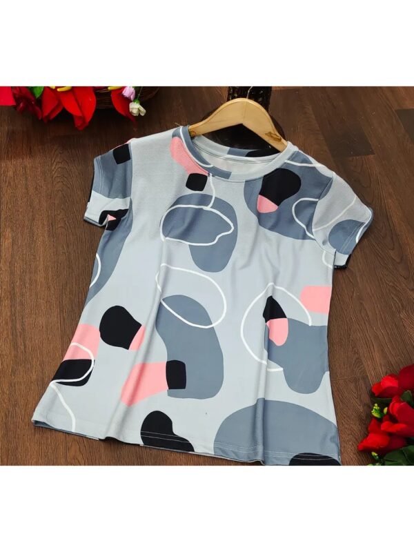 Blue Abstract Printed T-shirt for Women