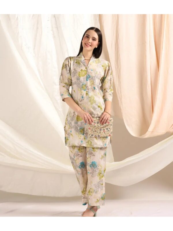 Green Floral Kurta Co-ord Set for Women