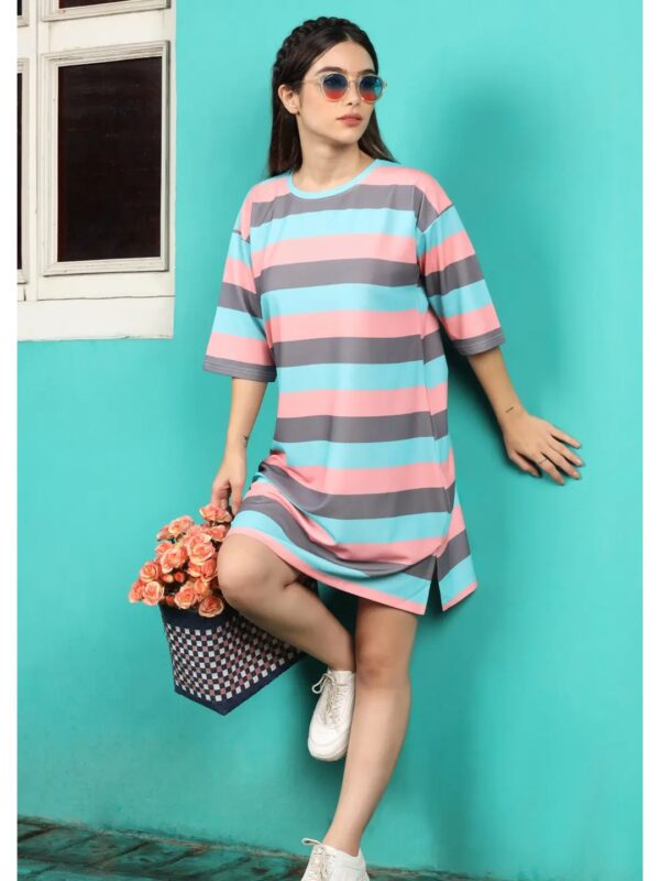 Black Striped T-shirt Dress for Women