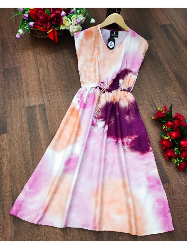 Purple Tie-Dye Midi Dress for Women