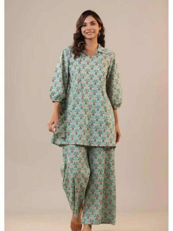 Green Ethnic Printed Kurti Set for Women