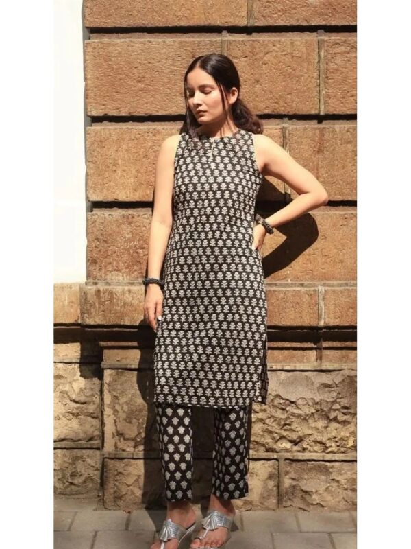 Black Ethnic Halter Neck Kurta Set for Women