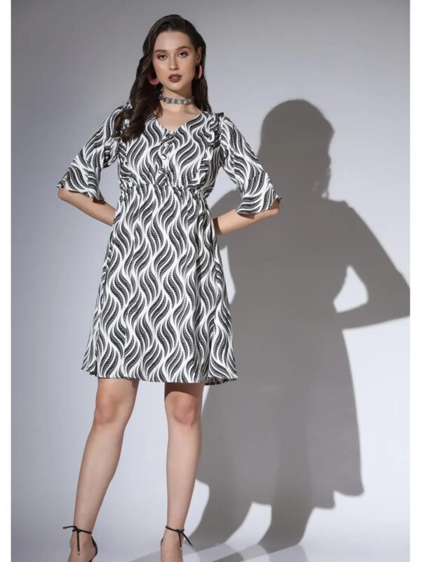 Grey Floral Mini A-line Dress for Women