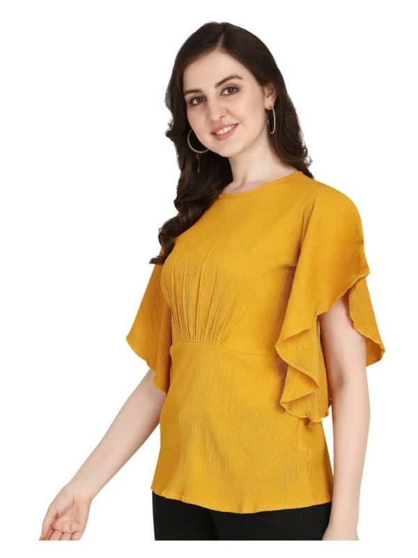 Yellow Regular Ruffle Top for Women