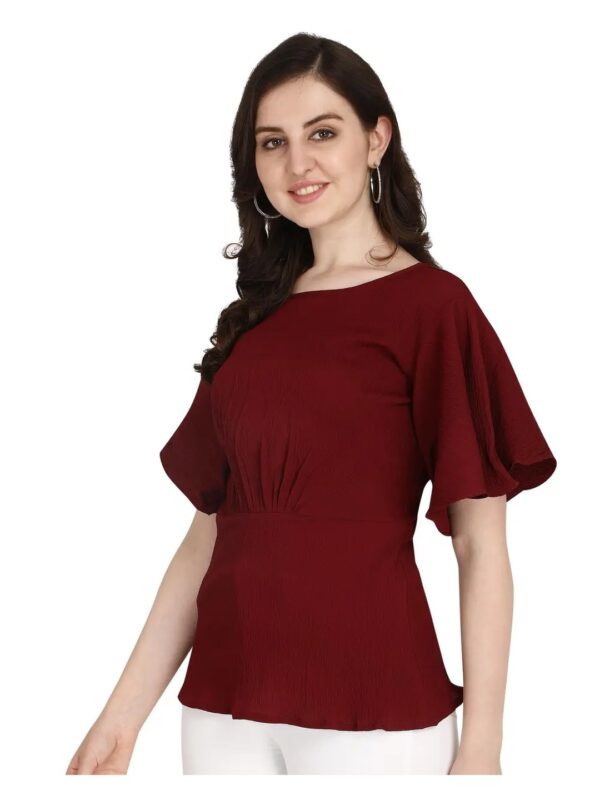 Maroon Regular Ruffle Top for Women