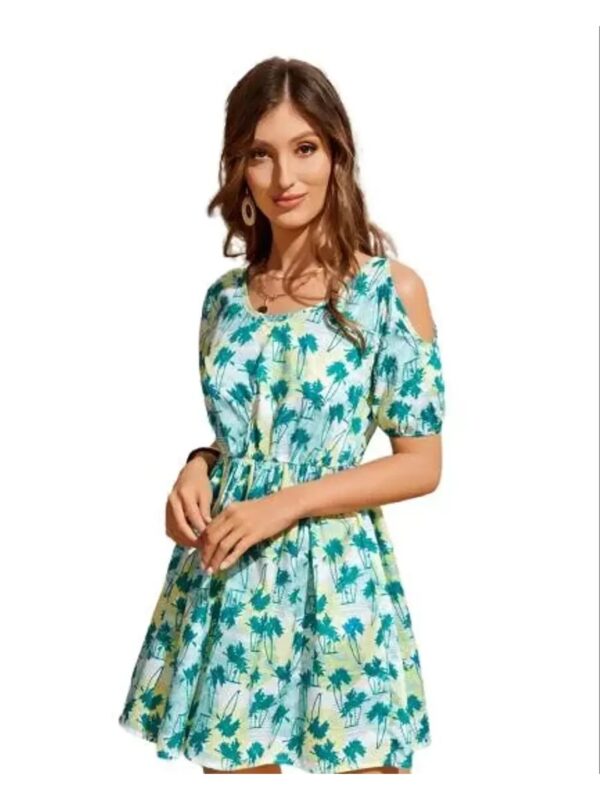 Sea Green Floral Midi Dress for Women