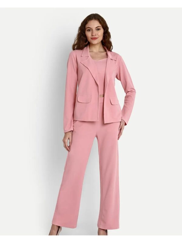 Solid Pink Blazer Co-ord Set for Women