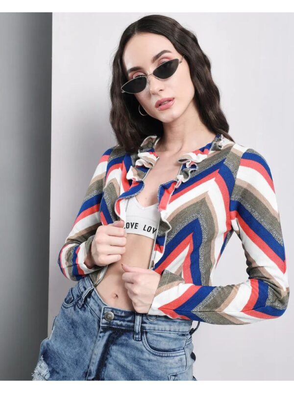 Multicolour Cropped Jacket for Women