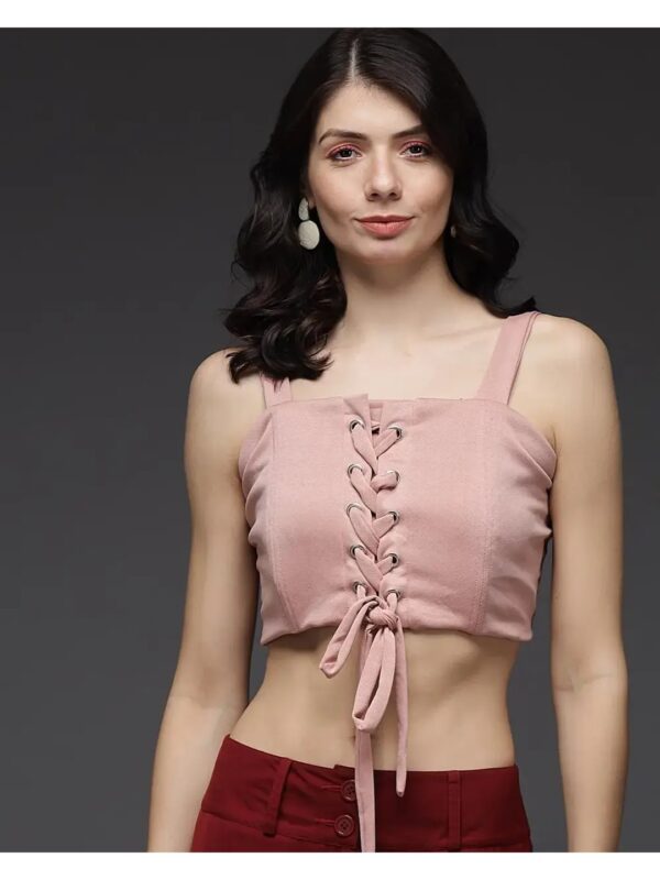 Peach Tie-up Crop Top for Women