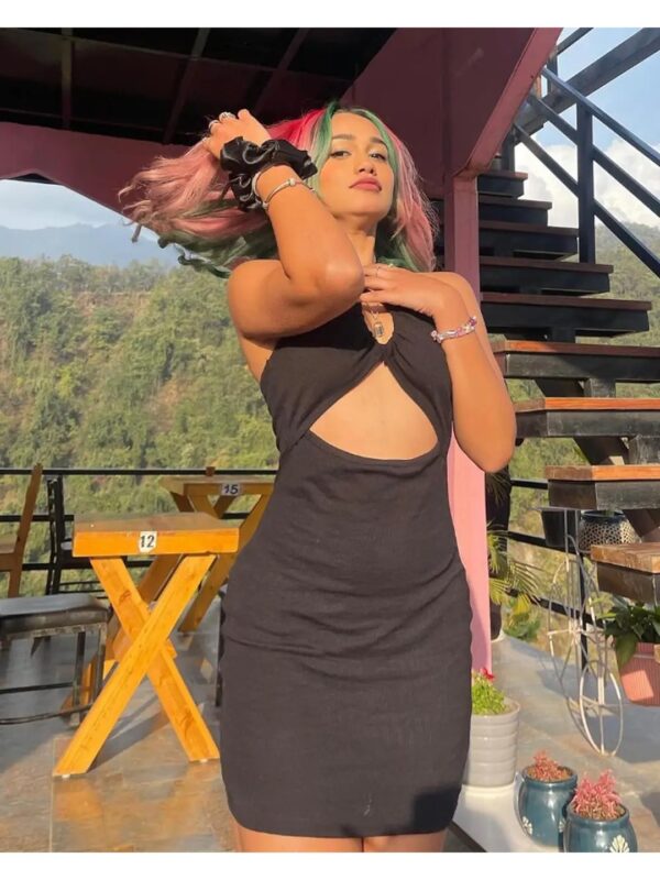 Black Cut-out Mini Bodycon Dress for Women