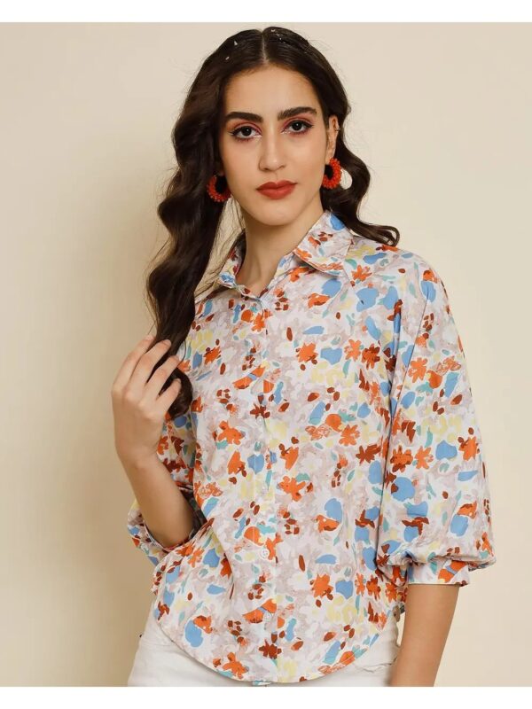 Red Floral Regular Shirt for Women