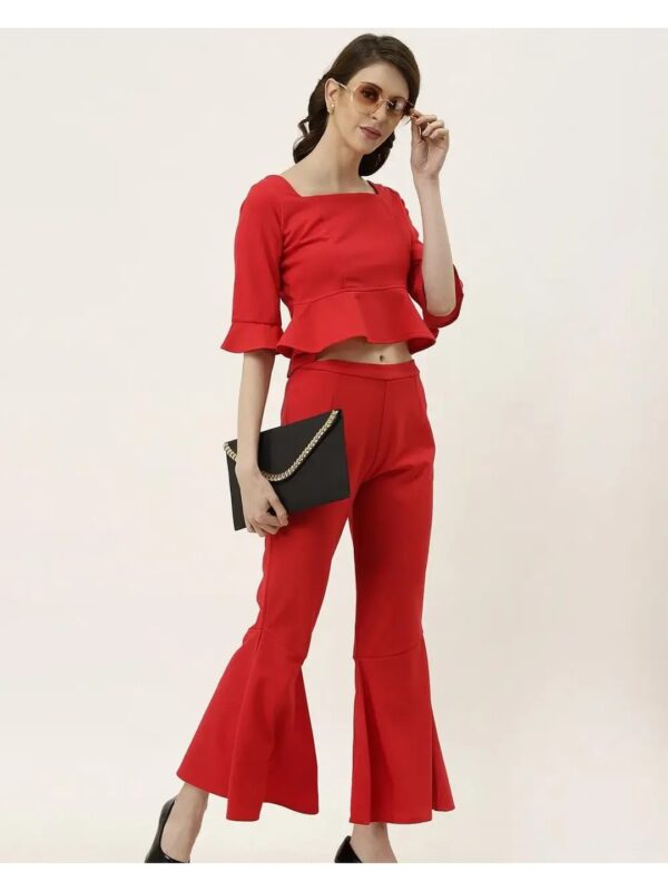 Red Peplum Co-ord Set for Women