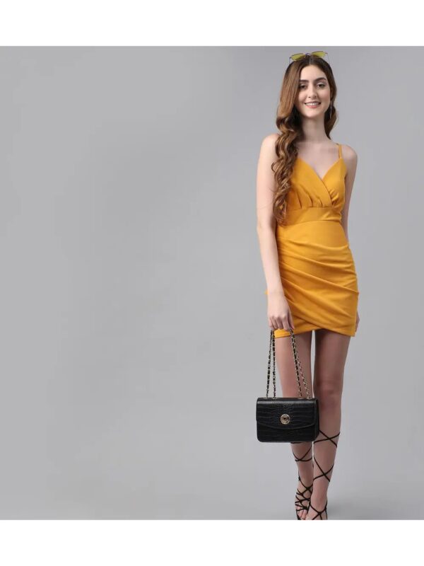 Yellow Mini Wrap Dress for Women