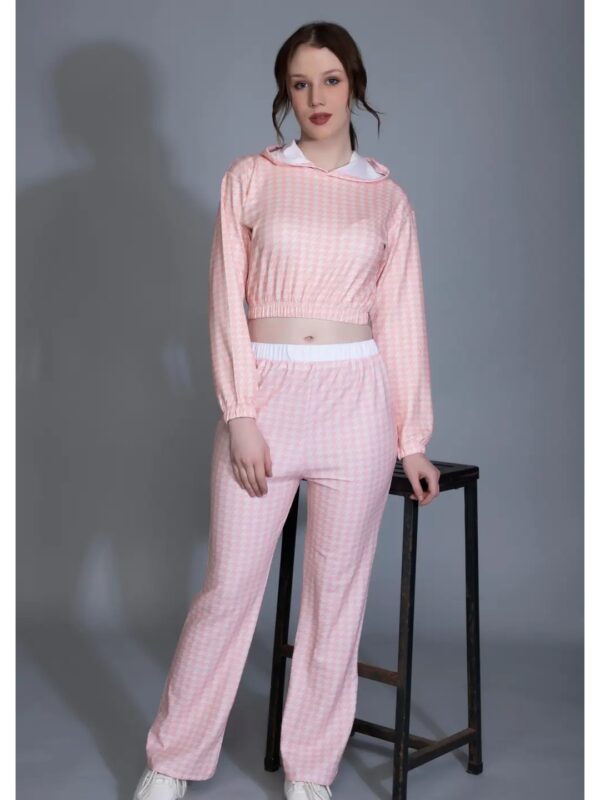 Light Pink Printed Hoodie and Joggers Co-ord Set for Women