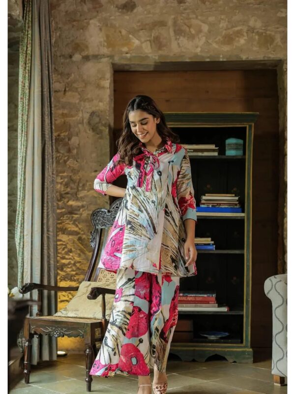 Pink Printed Straight Kurta Set for Women