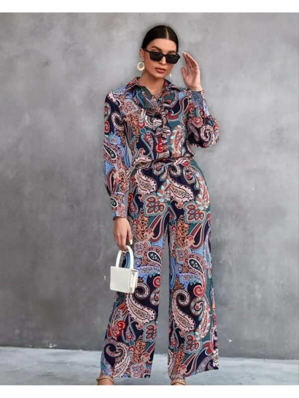 Black Printed Cropped Blazer and Pants Co-ord Set for Women