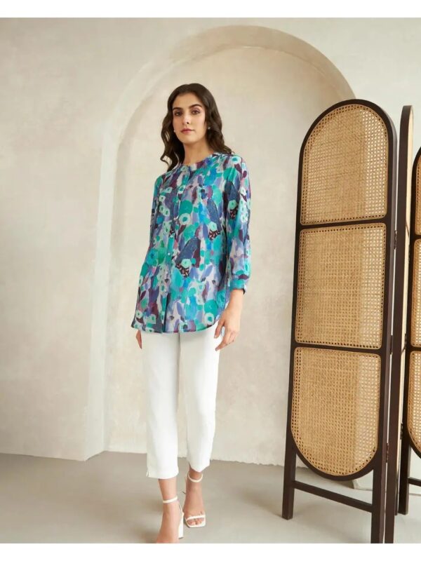 Sea Green Printed Tunic Kurti for Women