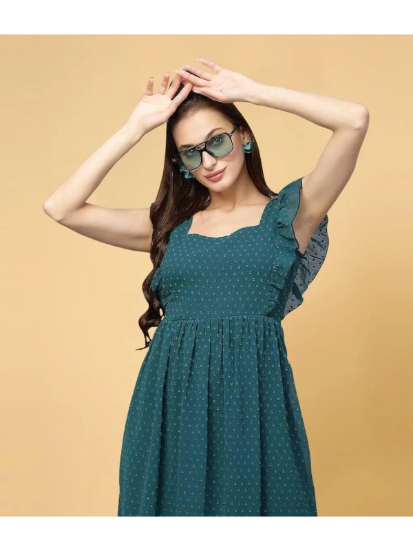 Teal Midi Ruffle Dress for Women