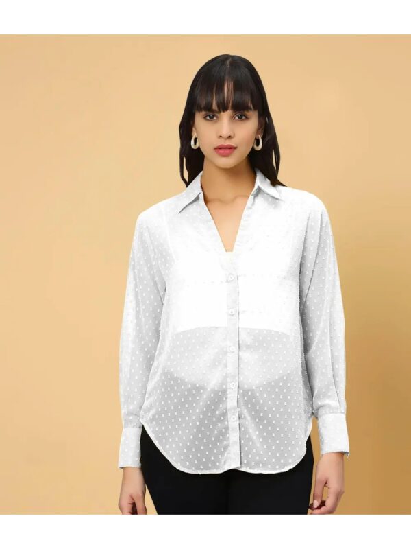 White Regular Sheer Shirt for Women